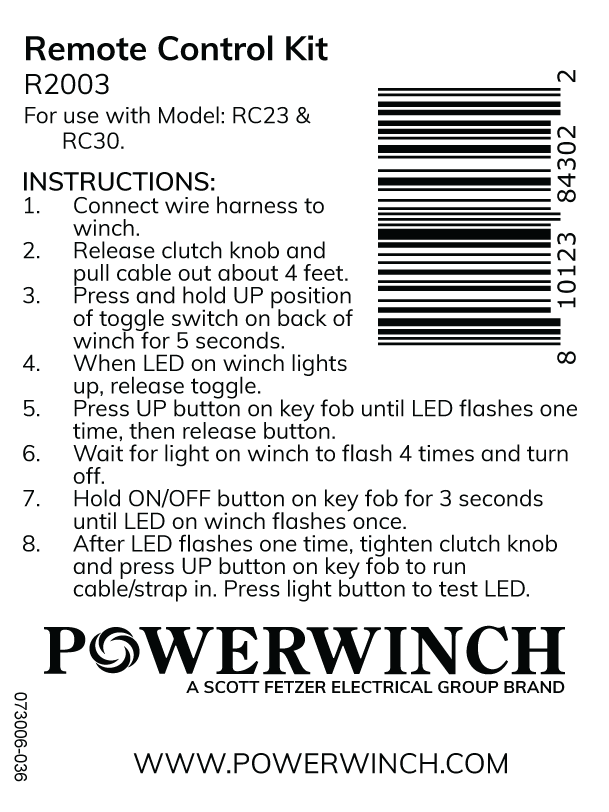 Remote Control Fob Kit- R2003