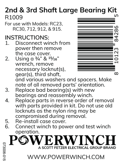 2nd/3rd Shaft - Large Bearing Kit- R1009