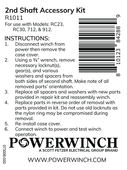 2nd Shaft Accessory Kit- R1011