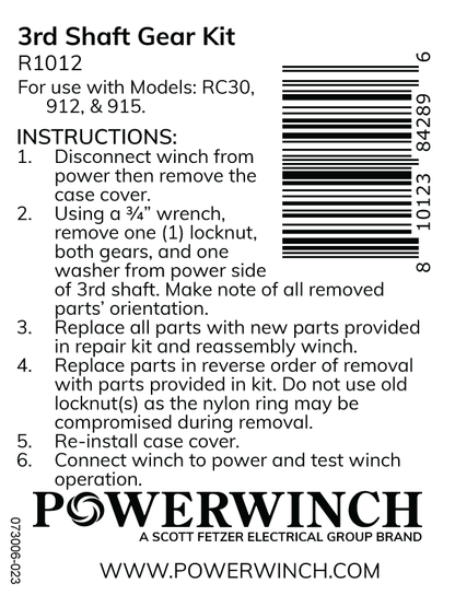 3rd Shaft Gear Kit- R1012